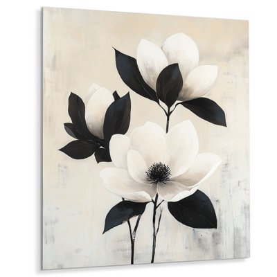 Magnolia ivoire en fleurs - Décoration murale florale, impression sur métal