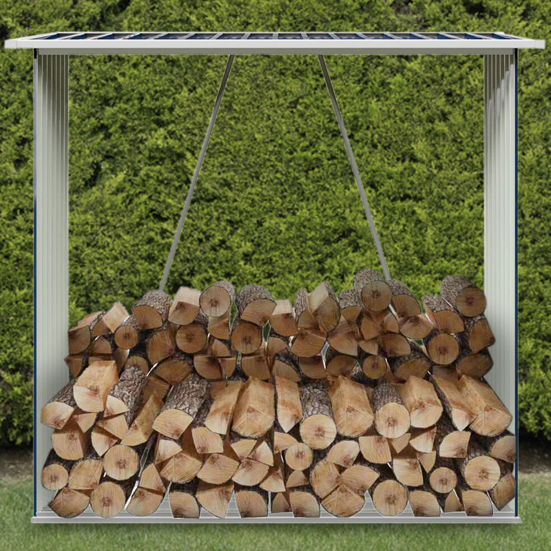 157cm W x 71cm D Metal Log Store, Grey