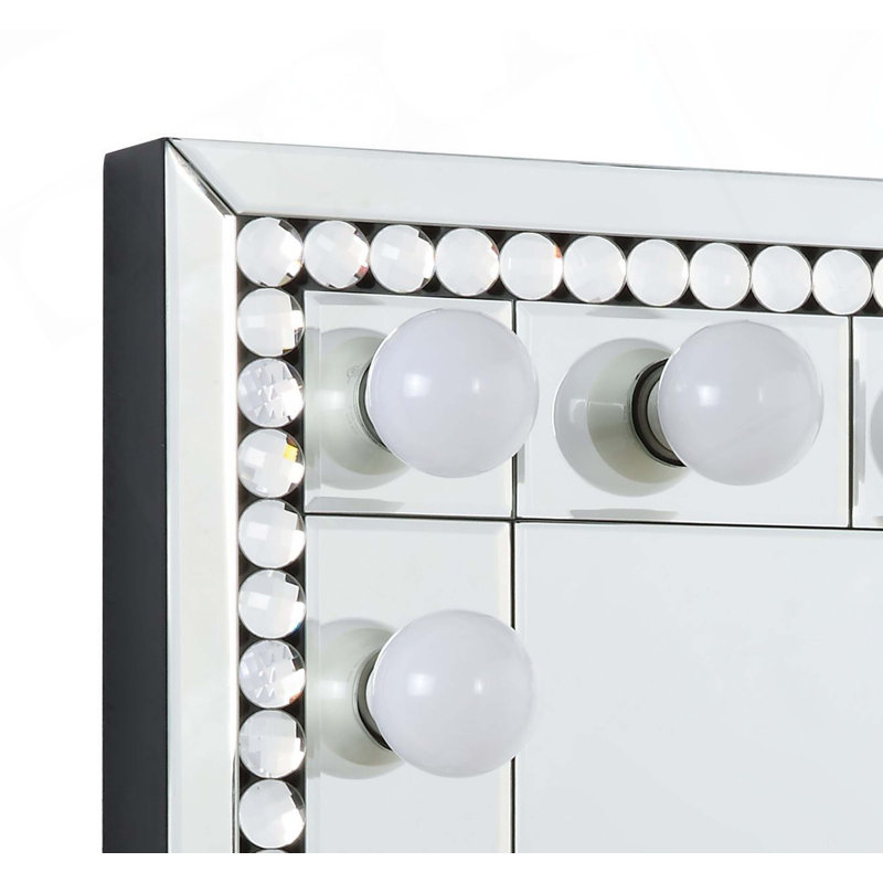 Miroir d'appoint en miroir et faux cristaux (ampoules non incluses)
