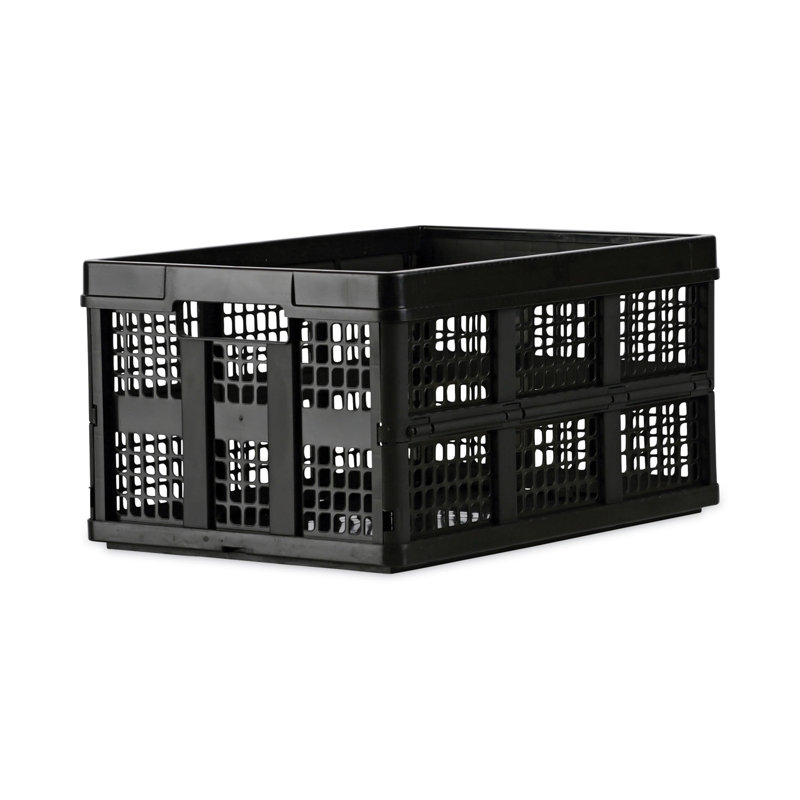 Universal Black Heavy-Duty Plastic Collapsible Filing Storage Tote
