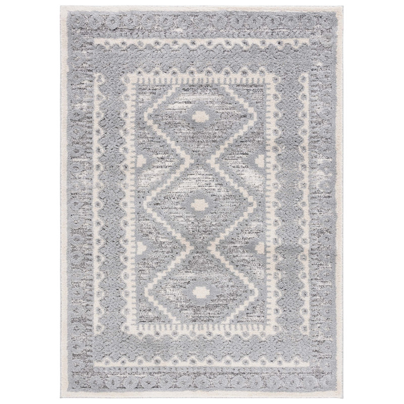 Gray Geometric Tufted Washable Shag Rug 5'1" x 7'6"