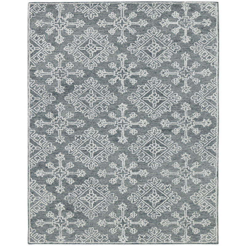 Laurent Hand-Tufted Geometric Natural Wool Area Rug, Rectangle 5' x 7'6"