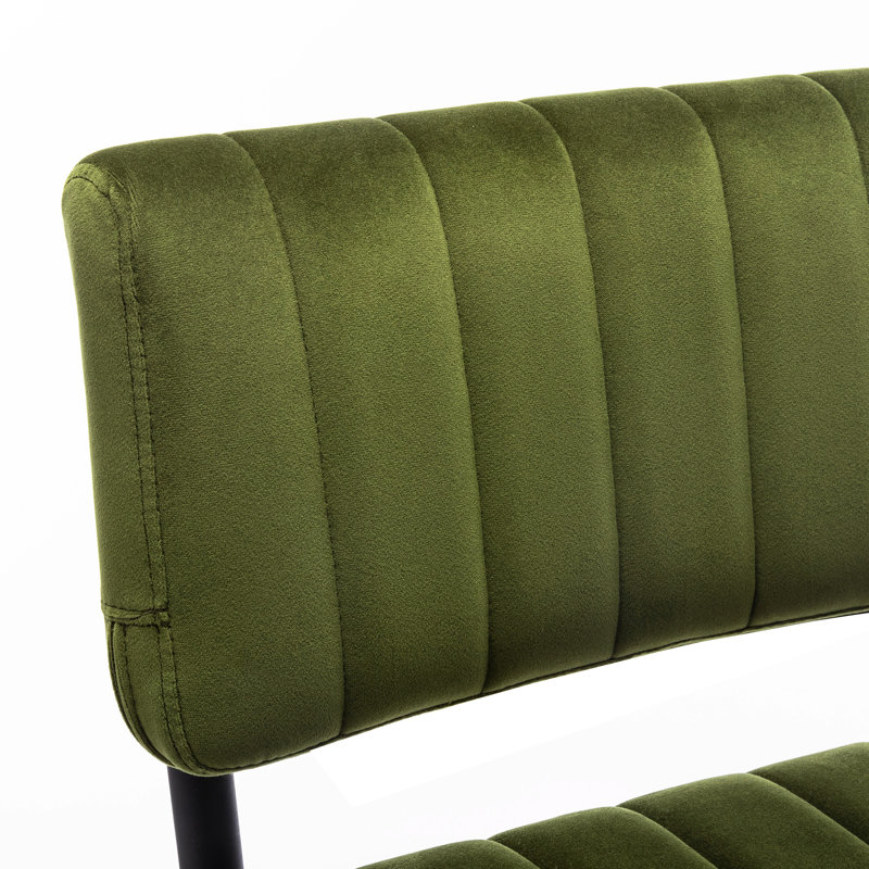 Tabouret de bar / comptoir en velours capitonné à dossier bas Marlow, Vert olive, Tabouret de bar (hauteur du siège: 30 po)