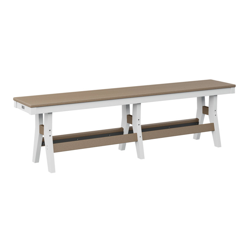 Banc berlinois de 66 po Berlin, H 18 po x l 66 po x P 12,5 po, Bois patiné / blanc