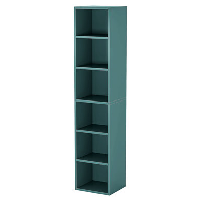 70.9" Blue 6-Tier Narrow Corner Cube Bookcase Storage For Living Room, Office, Bedroom