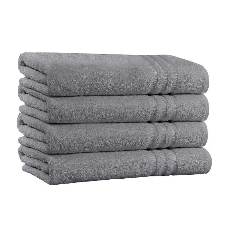  Ensemble de 4 serviettes de bain 100% coton, Gris argenté