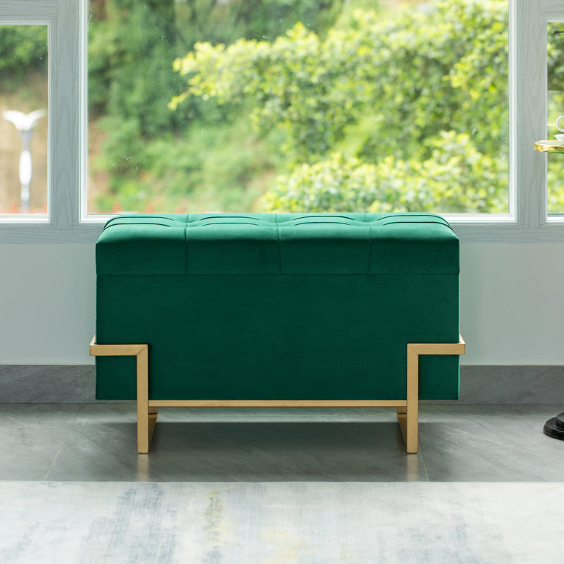 Havenhill Velvet Ottoman, Green Large