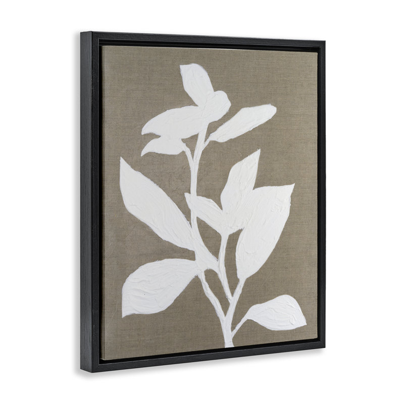 Cadre flottant floral en lin givré, design par Vanna Lam, H 31 po x l 25 po, Cadre flottant noir de jais