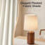 Lampe de table Mid-Century à abat-jour plissée en tissu simple avec base en bois brun, pour le salon de la chambre à coucher, utiliser une ampoule E26 (non incluse)