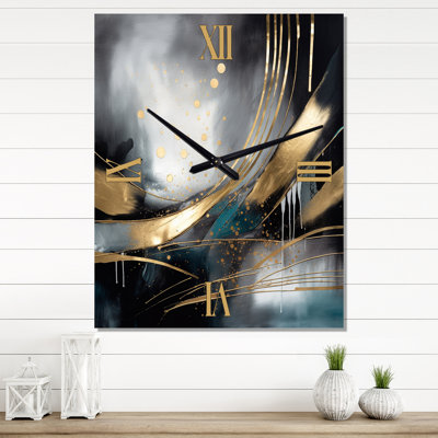 Shapes And Lines Abstract Marble II - Abstract Marble Wall Clocks