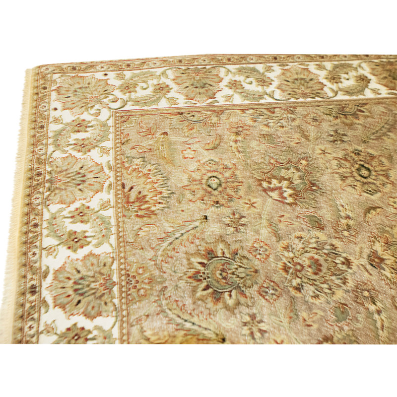 Hand Knotted Wool Area Rug in Brown And Ivory