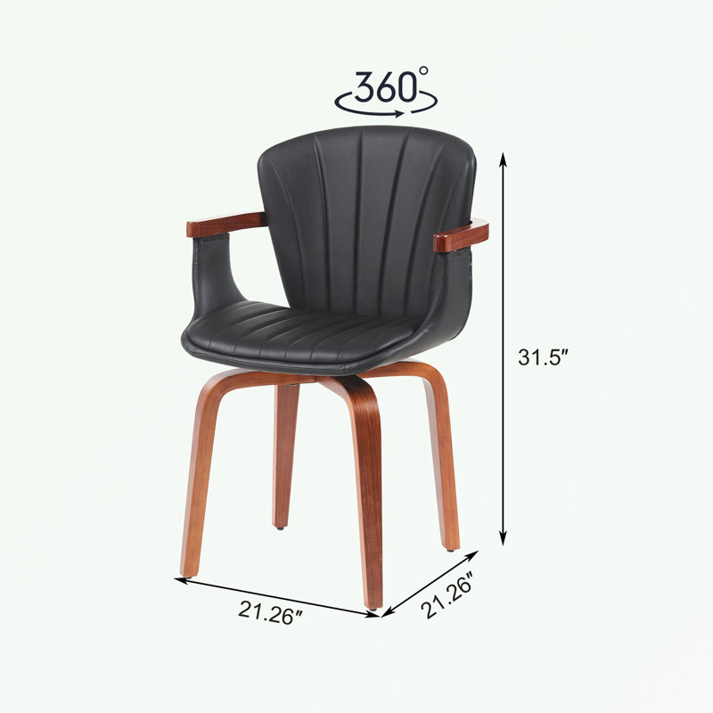Ensemble de 2 chaises de salle à manger pivotantes en cuir polyuréthane avec accoudoirs, Noir, noir, noir, noir