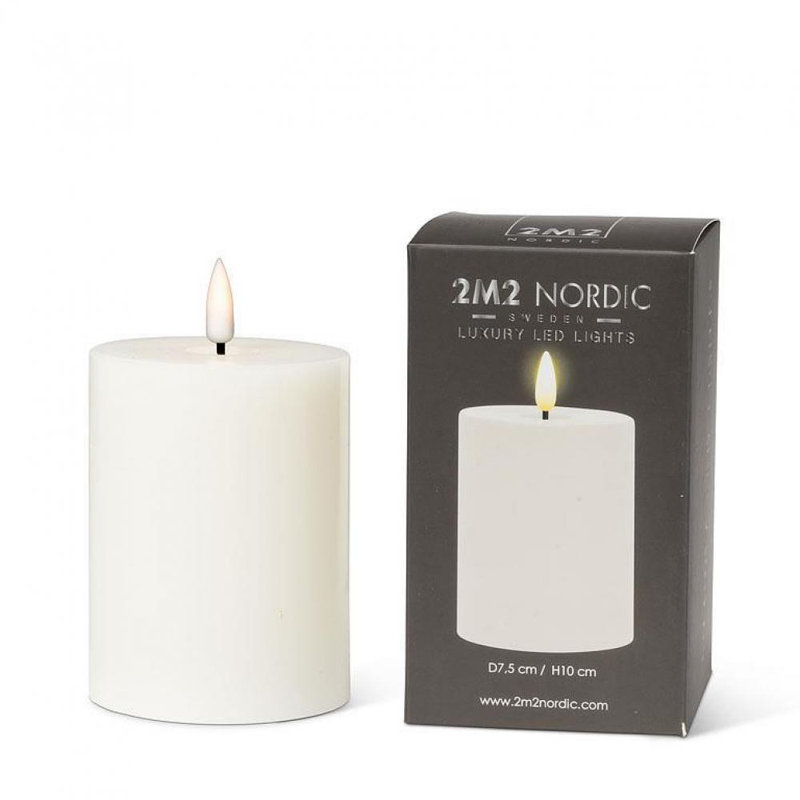 Unscented Flameless Candle, 4" H x 3" W x 3" D, Sand, 1