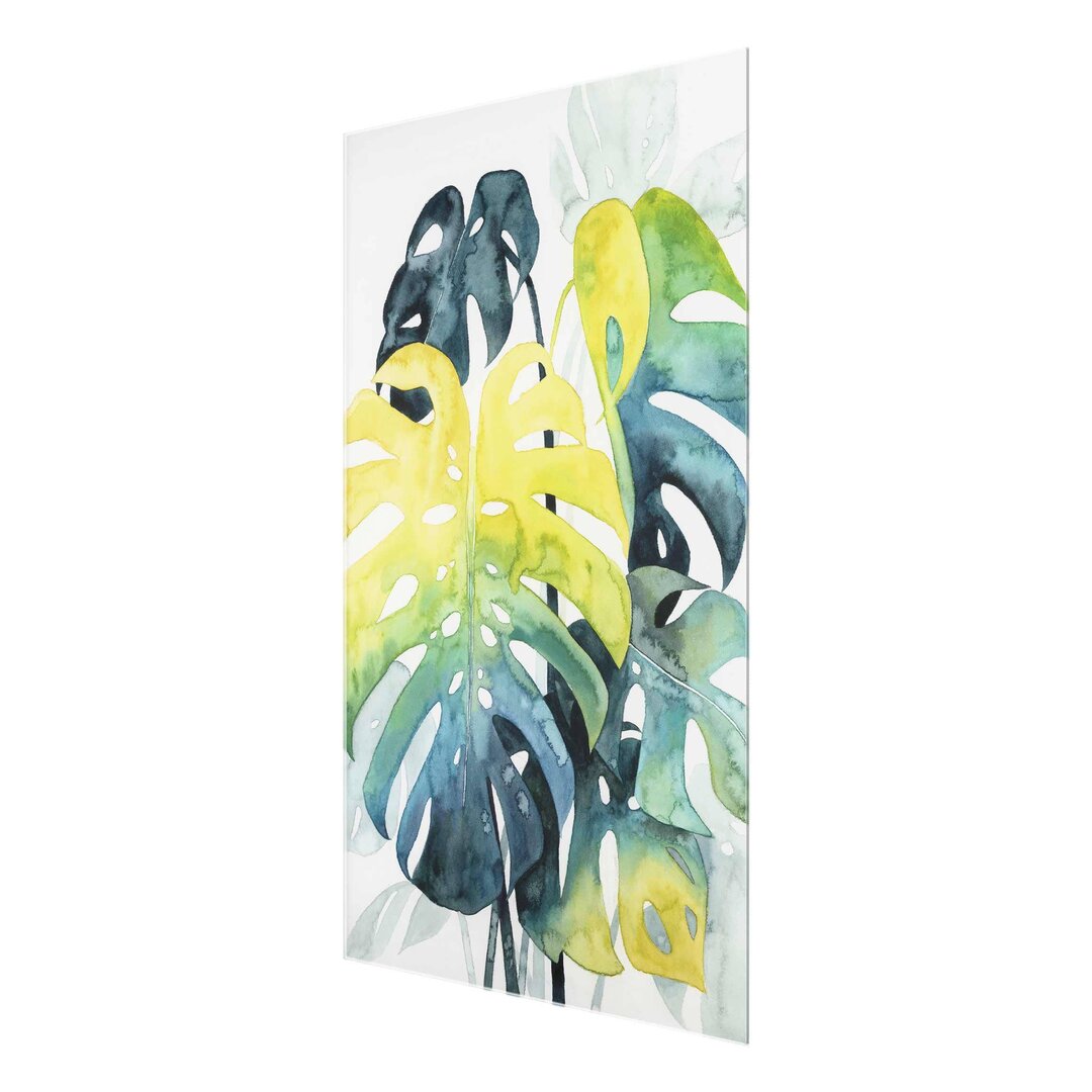 Glasbild Tropisches Laub-Monstera