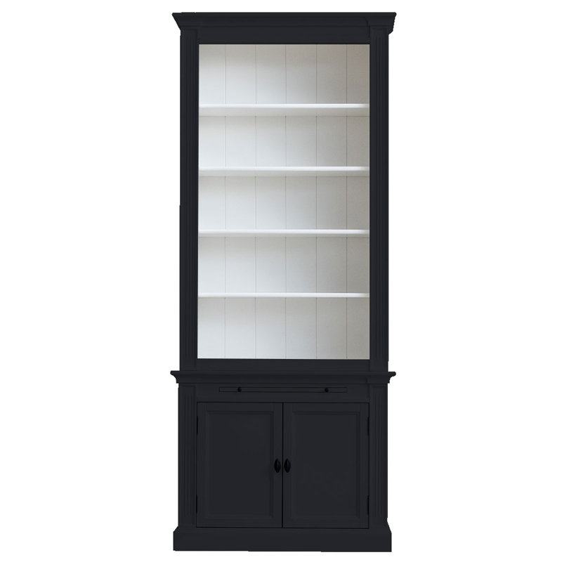 Mckernan 240cm H x 100cm W Solid Wood Library Bookcase, Anthracite Grey