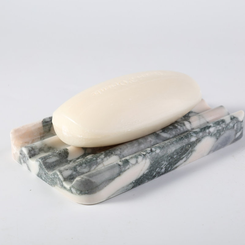 Plateau à savon en marbre naturel, Gris / blanc