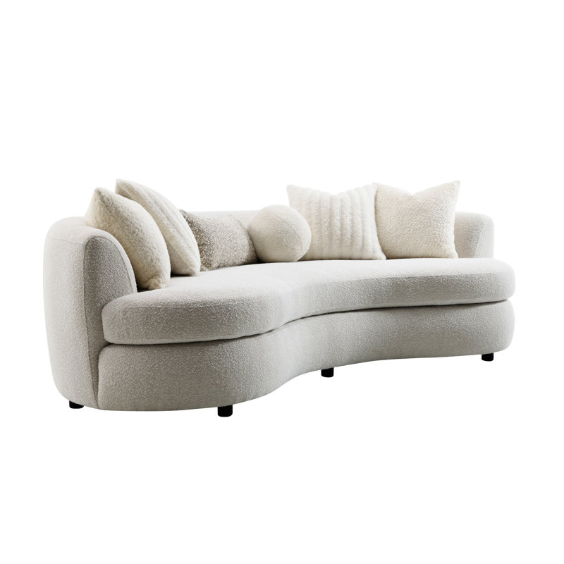 Iniko Beige Boucle Sofa With Toss Pillows