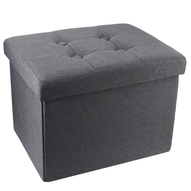 Latitude Run® Foldable Ottoman Foot Rest Footstool Bench For Living Room With Storage: Compact Ottoman With Storage, Gray