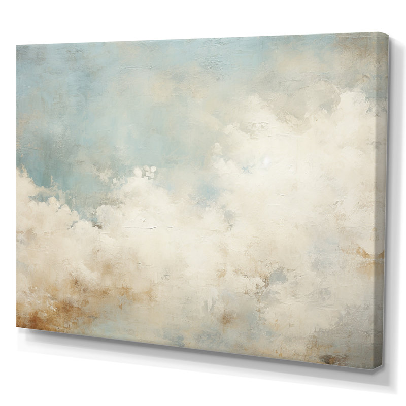 Nuage de minimalisme beige sur toile, 34" H x 44" W x 1.5" D, Toile tendue