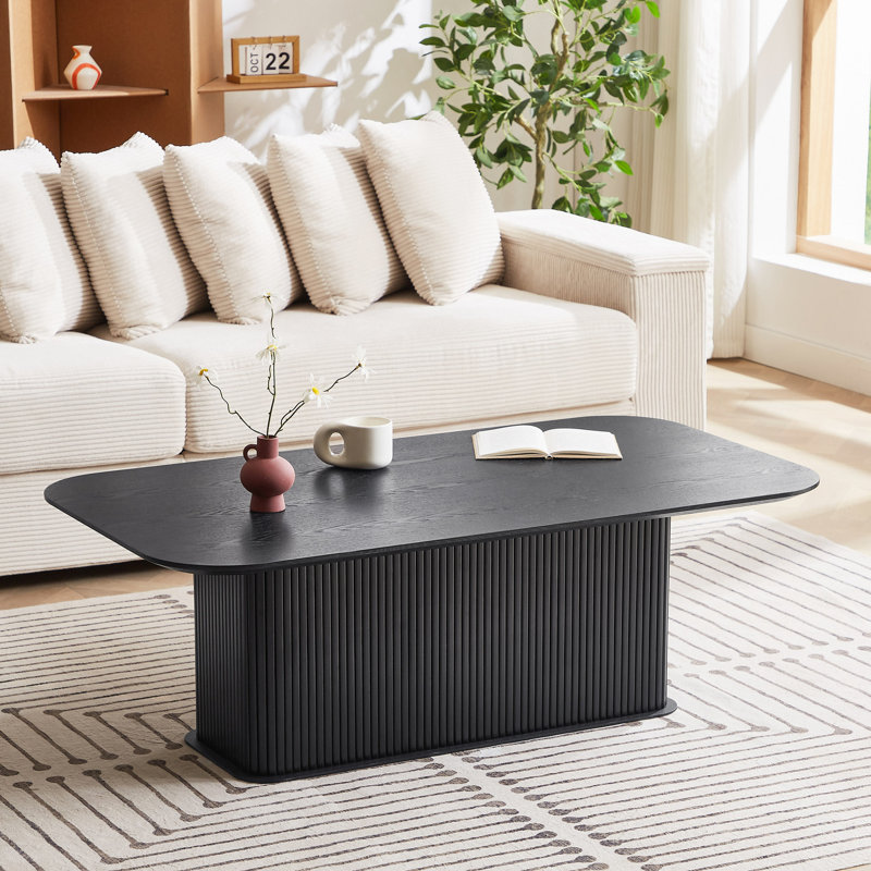 Table basse en bois avec pieds en métal, Noir