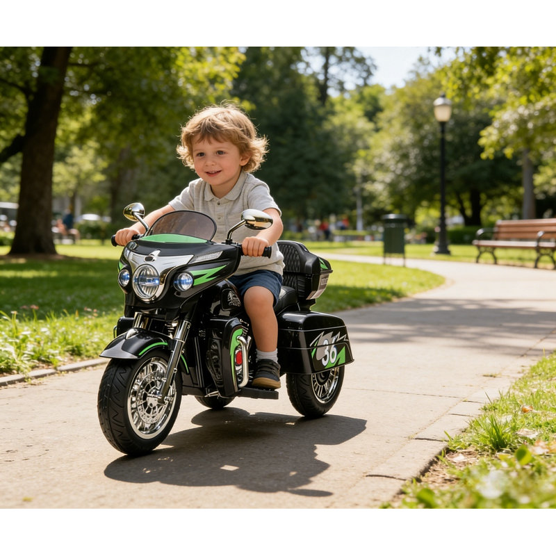 Motocyclette électrique 12V pour enfants, Noir