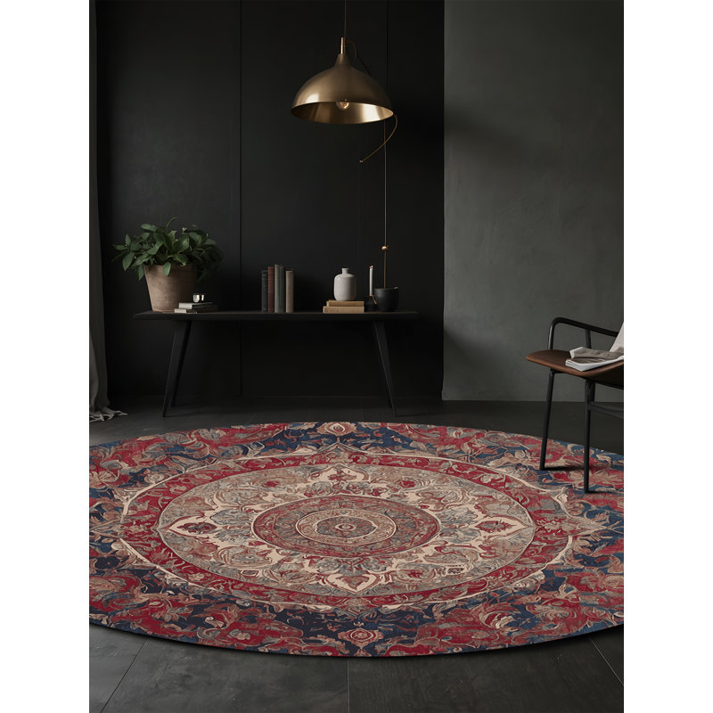Tapis brun soyeux et moelleux, Rond 4 pi