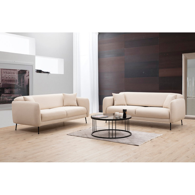 Canapé rembourré 84,3 po Eisen, 100 % polyester beige