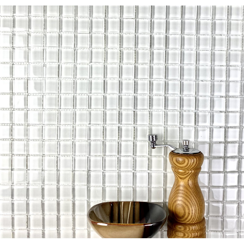 Metro 1 in. x 1 in. Glass Straight Edge Square Mosaic Wall Pool & Floor Tile