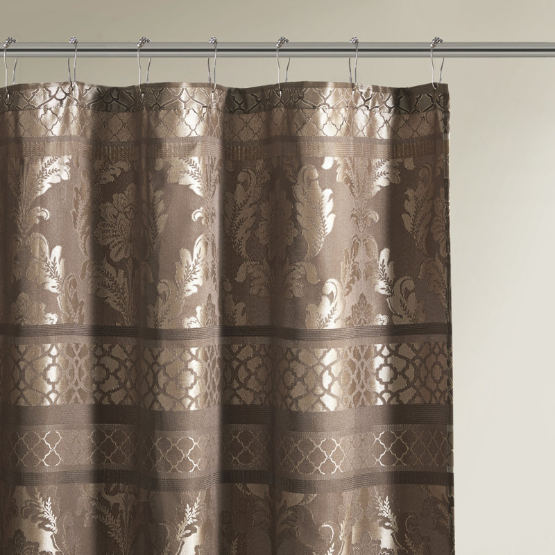 Bellagio Brown Damask Polyester Shower Curtain
