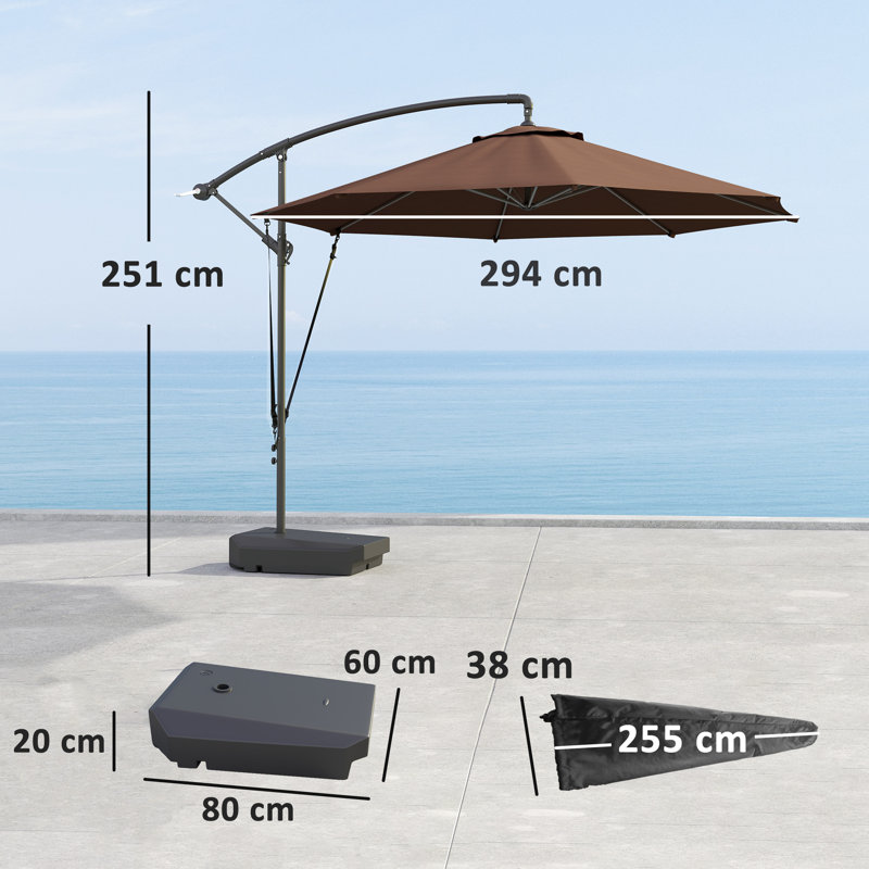 294cm Tilt Cantilever Parasol, Brown