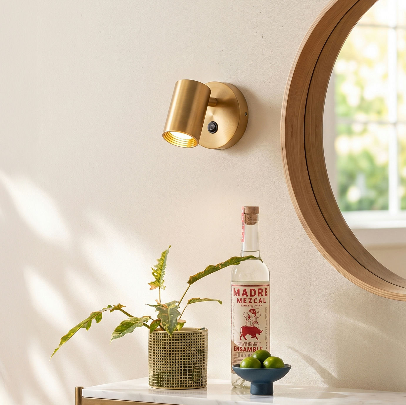 Kepler Single Light Dimmable LED Spotlight, Aged Brass
