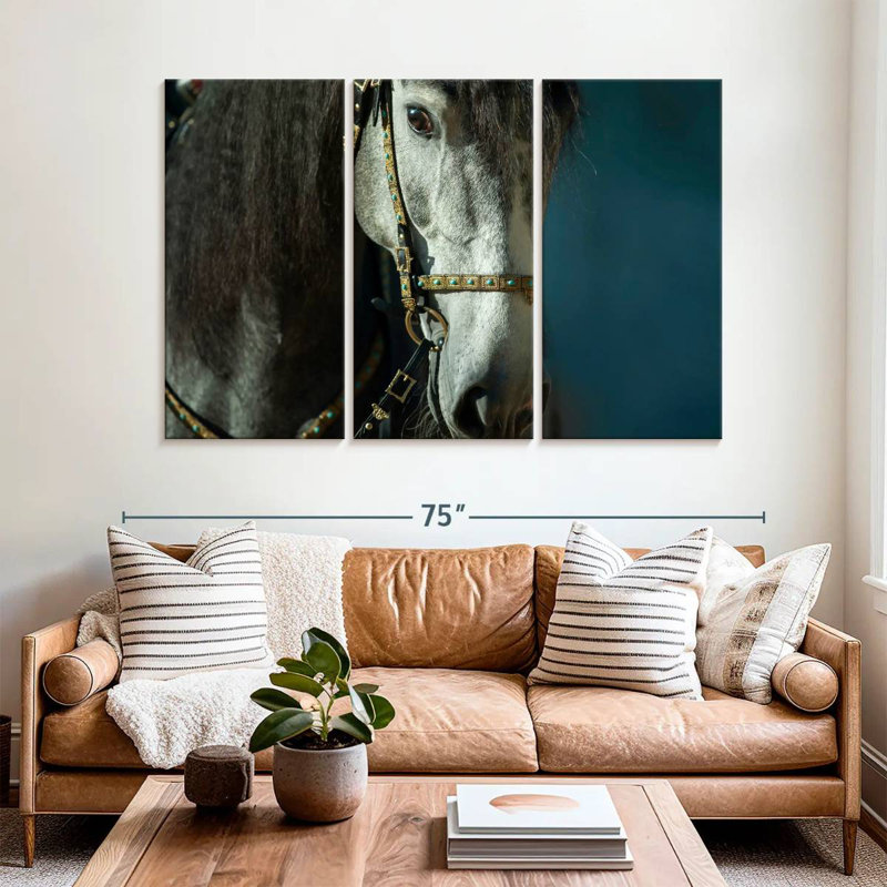 Cheval andalou bridé Brampt, H 42 po x l 65 po