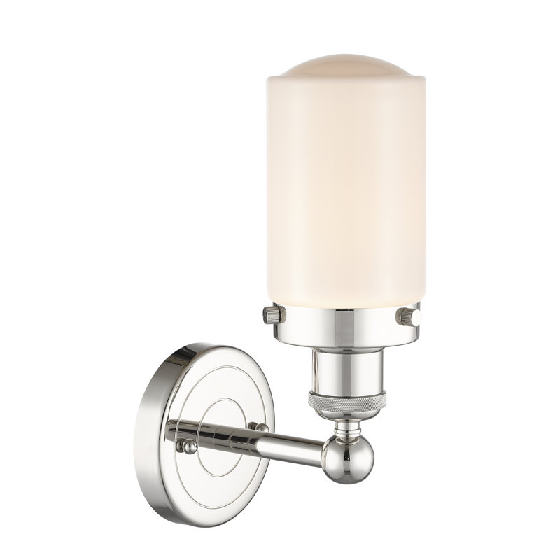 Applique murale à bras en acier 1 lumière Cantril, Blanc mat, Nickel poli