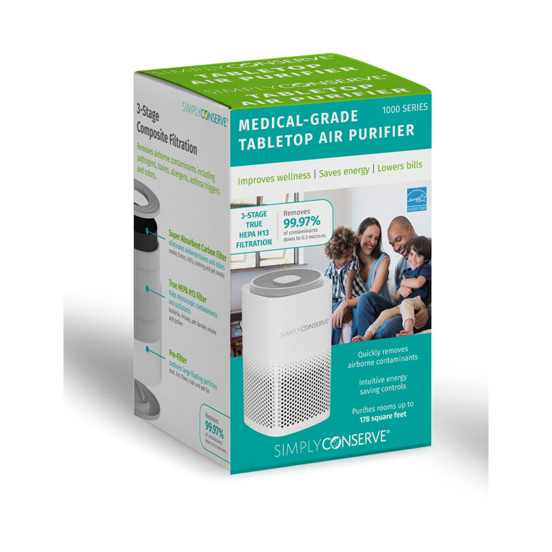 White Energy Star HEPA Air Purifier with Odor Control