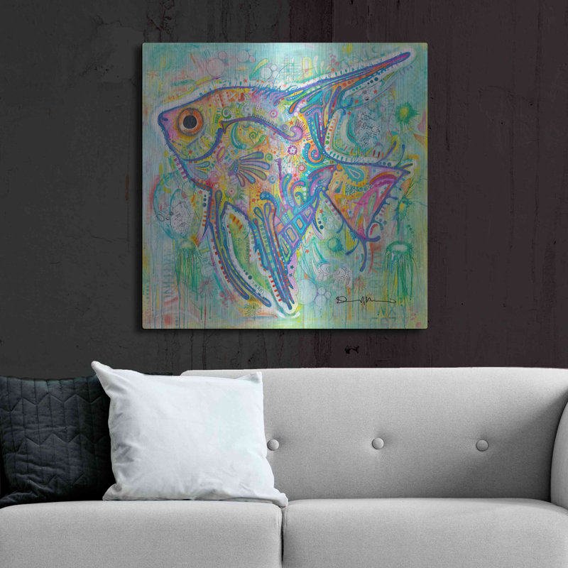 Beachcrest Home ™ «Angel» par Dean Russo, art mural en métal, H 36 po x l 36 po