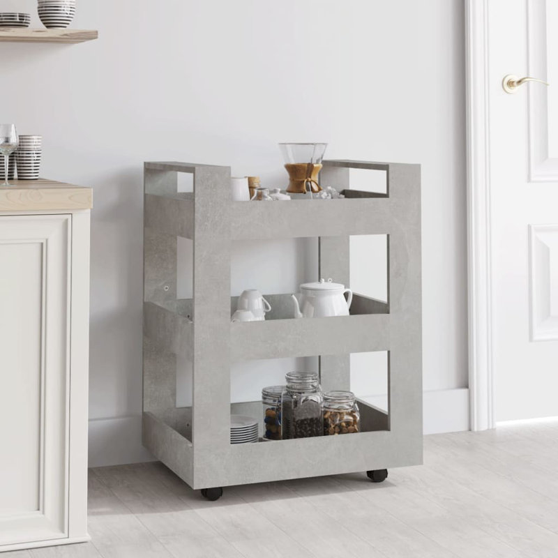 Kalyonka Wood Kitchen Cart, Grey