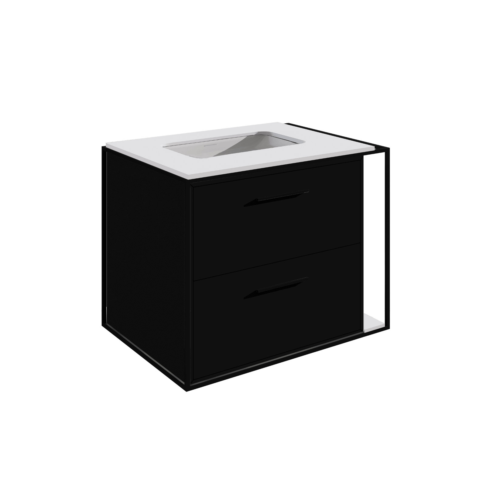 Linea 24" Vanity Base, Wall Mount, Matte Black, Matte White