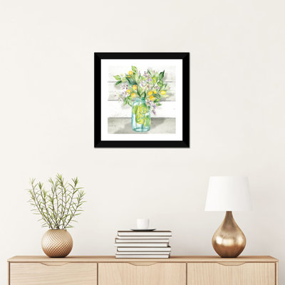 " Watercolor Lemons In Mason Jar On Shiplap " by Tre Sorelle Studios