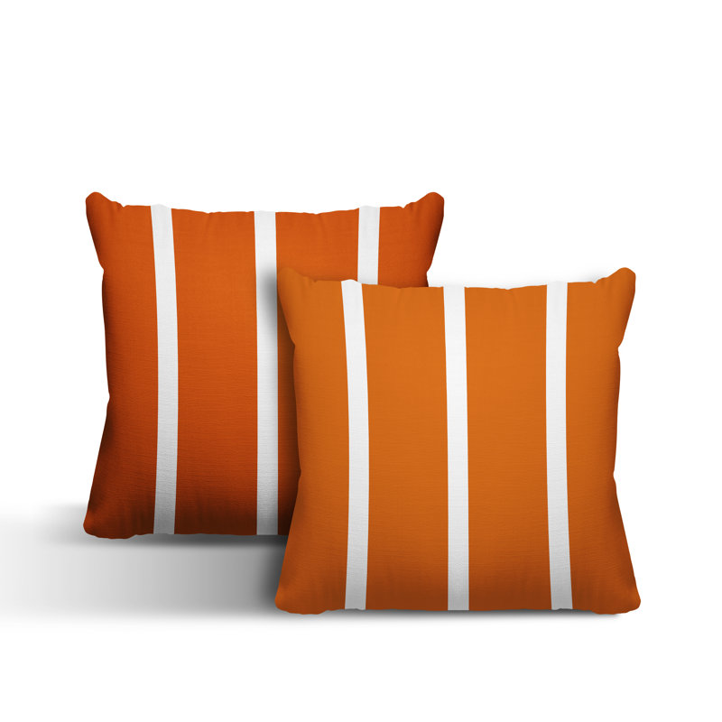  Coussin décoratif intérieur / extérieur à rayures, L 17 po x H 17 po, Orange