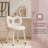 White Metal Decorative Stool Vanity Stool