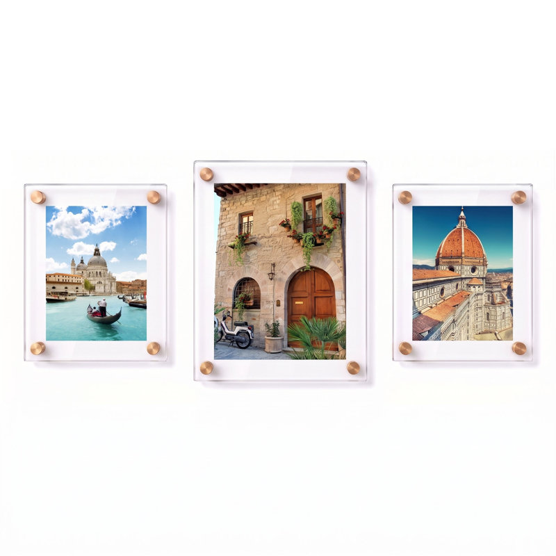 Ensemble de cadre mural flottant en acrylique avec quincaillerie 1 ": (2) 8" x 10 "et (1) formats graphiques 11" x 14 "
