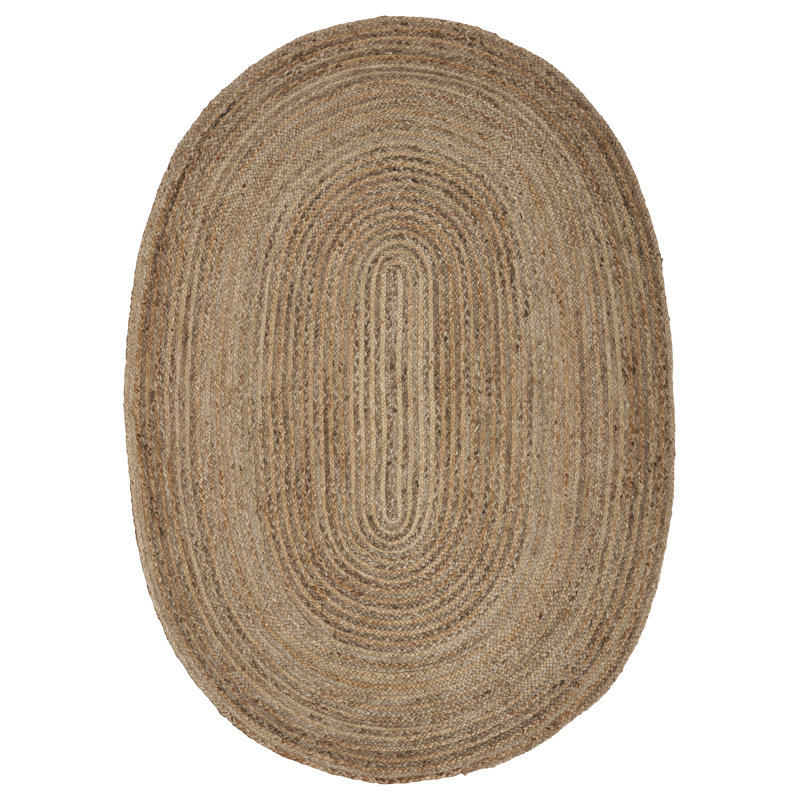 Tapis contemporain en jute / sisal tressé à la main Rael, Ovale 5 pi x7 pi