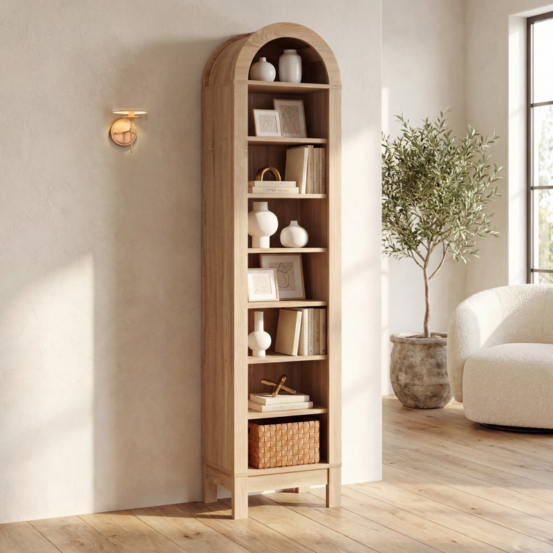 Bibliothèque cintrée de 180 cm de haut, tablette à 8 niveaux, meuble de rangement autoportant pour bureau à domicile, 2