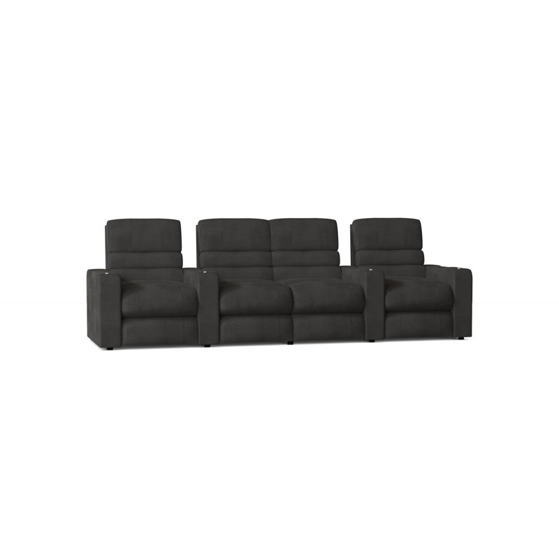 Rangée de cinéma maison DEL Chrysander (rangée de 4), Anthracite Smartsuede, Électrique