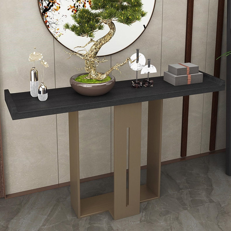 Console de luxe, Noir, H 33,46 po x l 63 po x P 13,78 po, Bronze