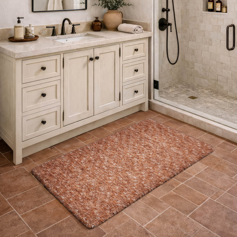 Tapis à poils longs de qualité supérieure lavable à la machine Dream ADS514, Terra Cotta, 1 pi 8 po x 2 pi 6 po