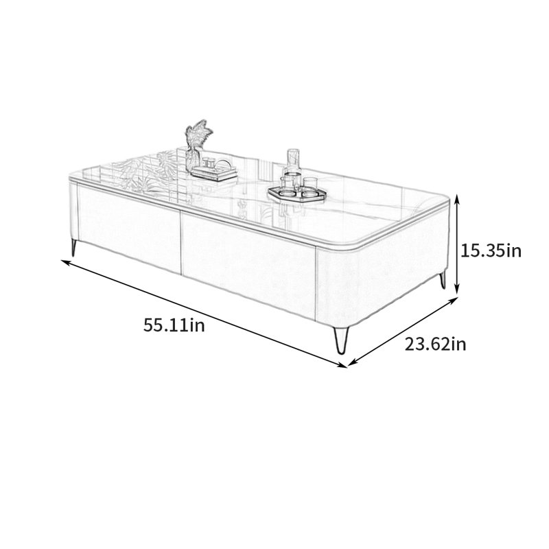 Table basse Modern Luxury, Blanc, 15.35" H x 55.11" L x 23.62" W, Blanc
