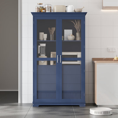 Kitchen Pantry with Glass Doors and 4 Built-in Drawers