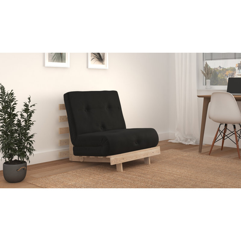 Chenango 75cm Upholstered Futon Chair, Black