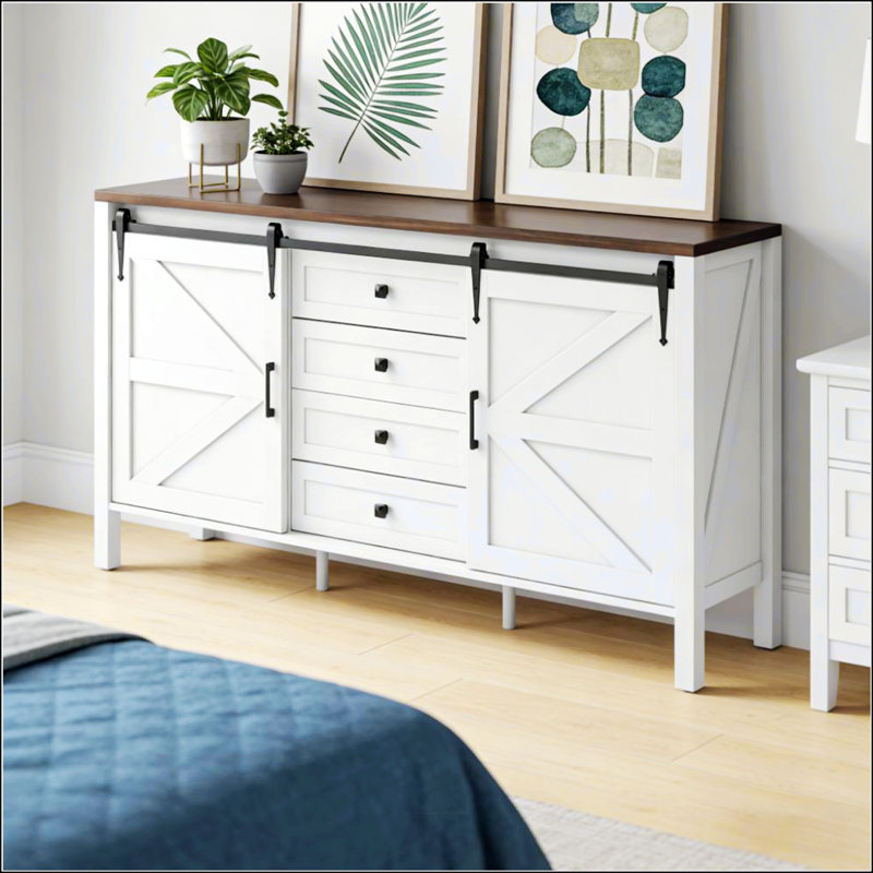 Armoire à café spacieuse avec tiroirs, parfaite pour le rangement organisé et le charme campagnard rustique dans les petits espaces